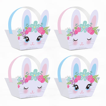 Weepa Easter Treat Boxes Mini Paper Easter Baskets For Kids Diy Egg Hunt Bunny Gift Box With Handle Cute Bunny Easter Basket Con