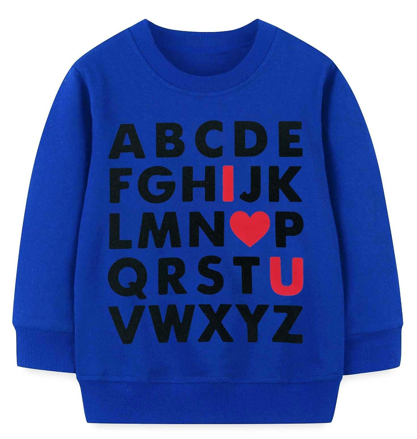 Mrocioa Valentines Day Shirt For Boys Girls Alphabet Abc I Love U Sweatshirt Toddler Kids Vday Heart Tops Blue 4T