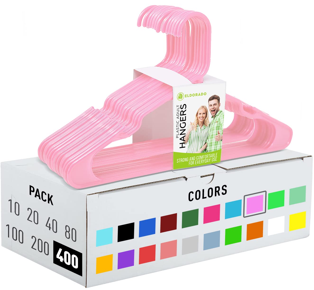Eldorado Hangers For Adult Size Clothing, Plastic, Ideal For Everyday Standard Use Clothes, Shirts, Blouses, T-Shirts, Dresses,