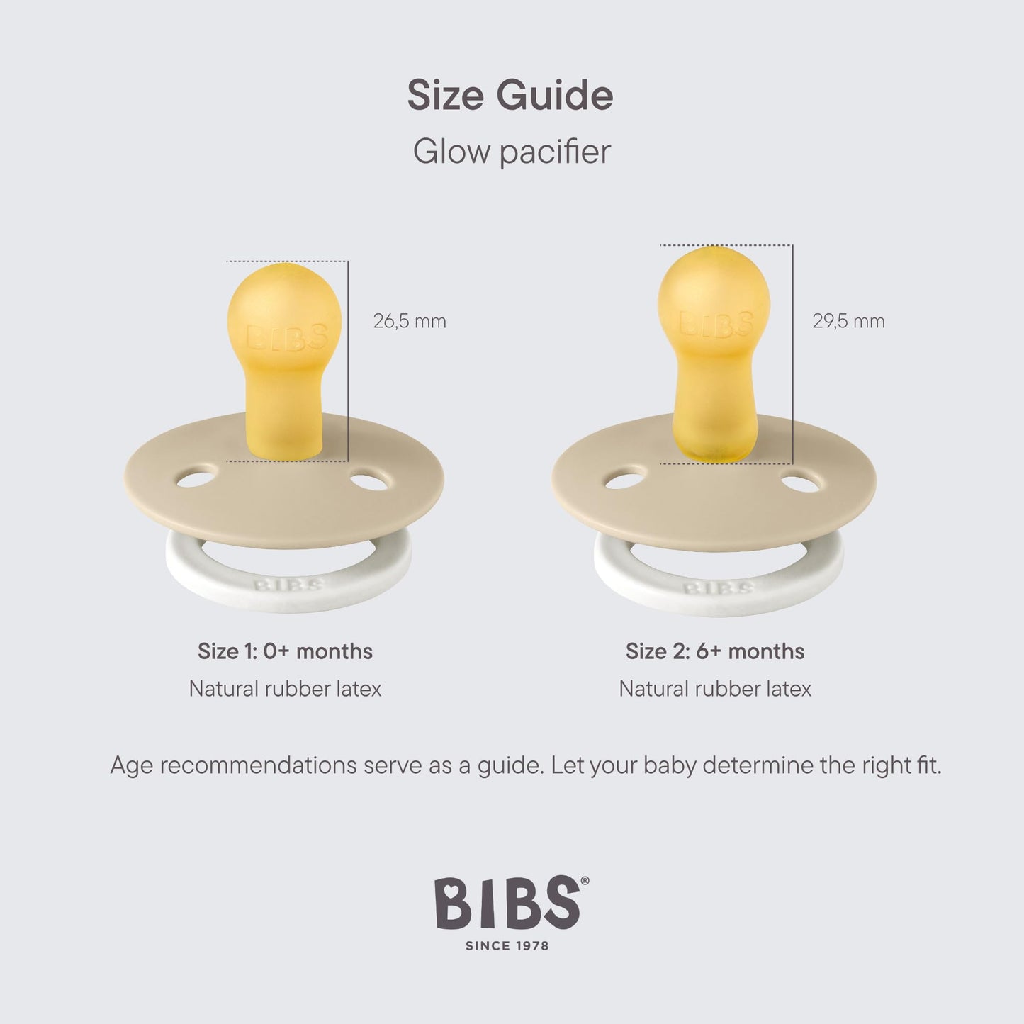 Bibs Pacifiers | Natural Rubber Baby Pacifier | Set Of 2 Bpa-Free Soothers | Made In Denmark | Vanilla Night | Size 0-6 Months