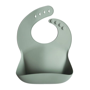 Mushie Silicone Baby Bib  Adjustable Fit Waterproof Bibs (Cambridge Blue)