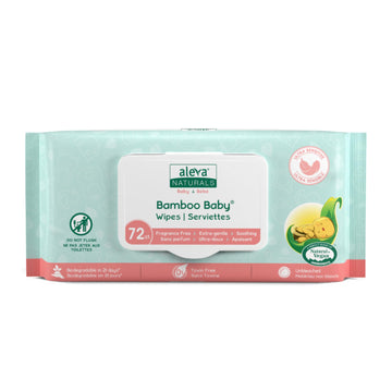 Aleva Naturals Bamboo Baby Sensitive Wipes For Babies With Sensitive Skin, Natural And Organic Formula, Hypoallergenic, Biodegra