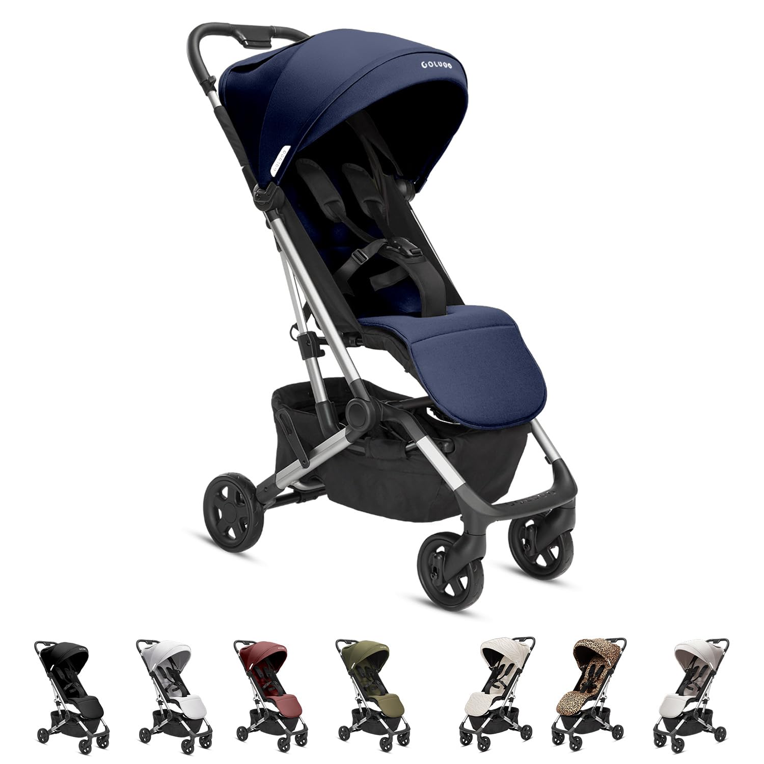 Colugo Navy Stroller - Lightweight, Compact, One Hand Fold, Travel Stroller with Rain Cover, Backpack and Cup Holder, JPMA Certi