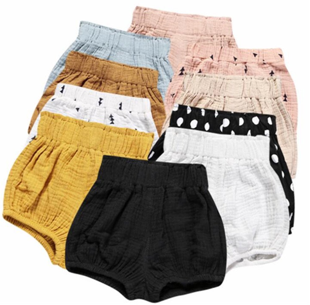 Looly Unisex Baby Girls Boys Cotton Linen Blend Bloomer Shorts ,66,Black