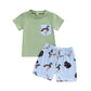 PUHHAPIEY Toddler Baby Boy Summer Clothes Retro Embroidery Duck Hunting Shirts T-Shirt + Elastic Camouflage Shorts Set (Pale Gre