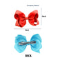 6 Pcs 3' Grosgrain Ribbon Hair Accessories - Alligator Clips, Solid Color Toddler Hair Bows (Red)