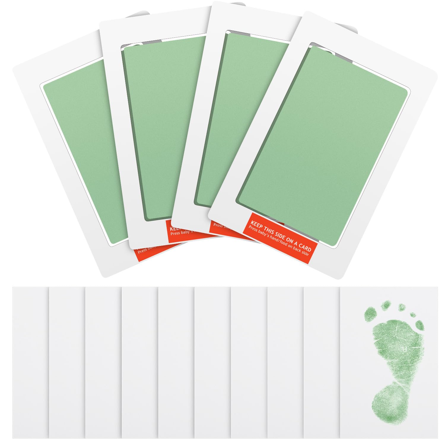 Outus 3 x 5 Inch Newborn Handprint and Footprint Paw Print Kit 4 Clean Touch Ink Pads 10 Imprint Cards Pet Inkless Hand and Feet