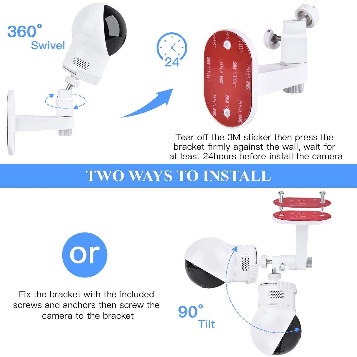 Adjustable Baby Monitor Wall Mount For Eufy Spaceview, Spaceview Pro And Spaceview S Baby Monitor, Perfect View Angle And Easy I