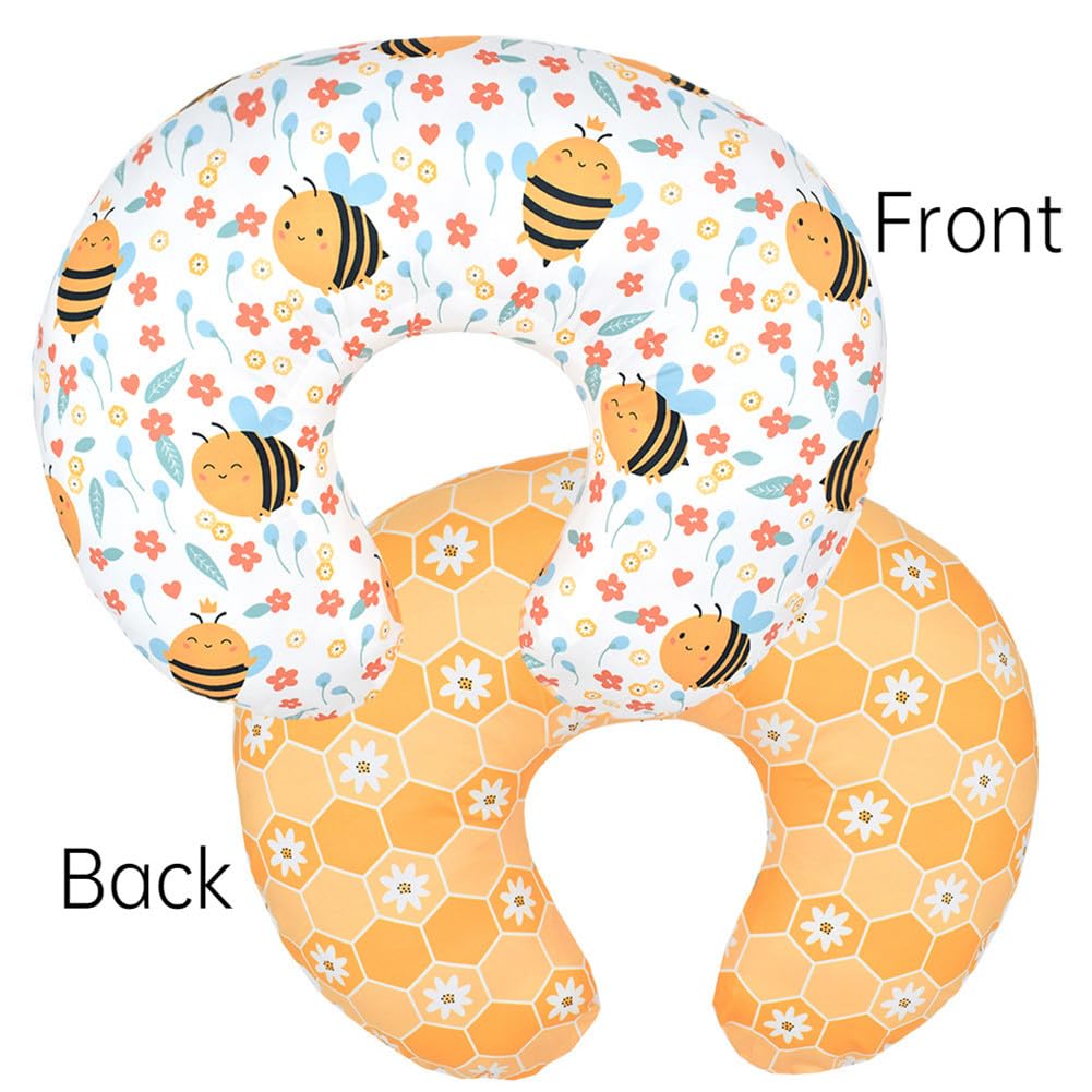 Bxuanw Nursing Pillow Cover Stretchy Pillow Slipcovers For Breastfeeding Moms Two-Sided Design (Bee Combination)