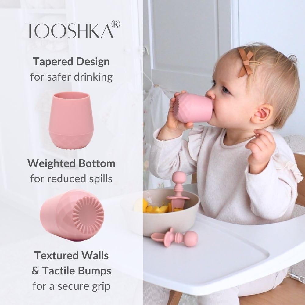 Tooshka Baby Led Weaning Cups - Set Of Four (Pink & Brown)
