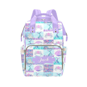 Noverbibi Custom Diaper Bag - Personalized Mermaid Baby Bag with Name - Mommy Daypack Tote
