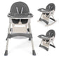 Cochildor Foldable High Chair for Baby and Toddler, Convertible High Chair with 5 Point Harness, Tray, Foot Rest and Wheels, Pin