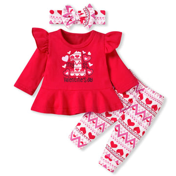 Aalizzwell 0-3 Months Baby Girl Valentines Day Clothes Infant Girls First Valentines Day Outfit My Tunic Clothing Set Heart Red