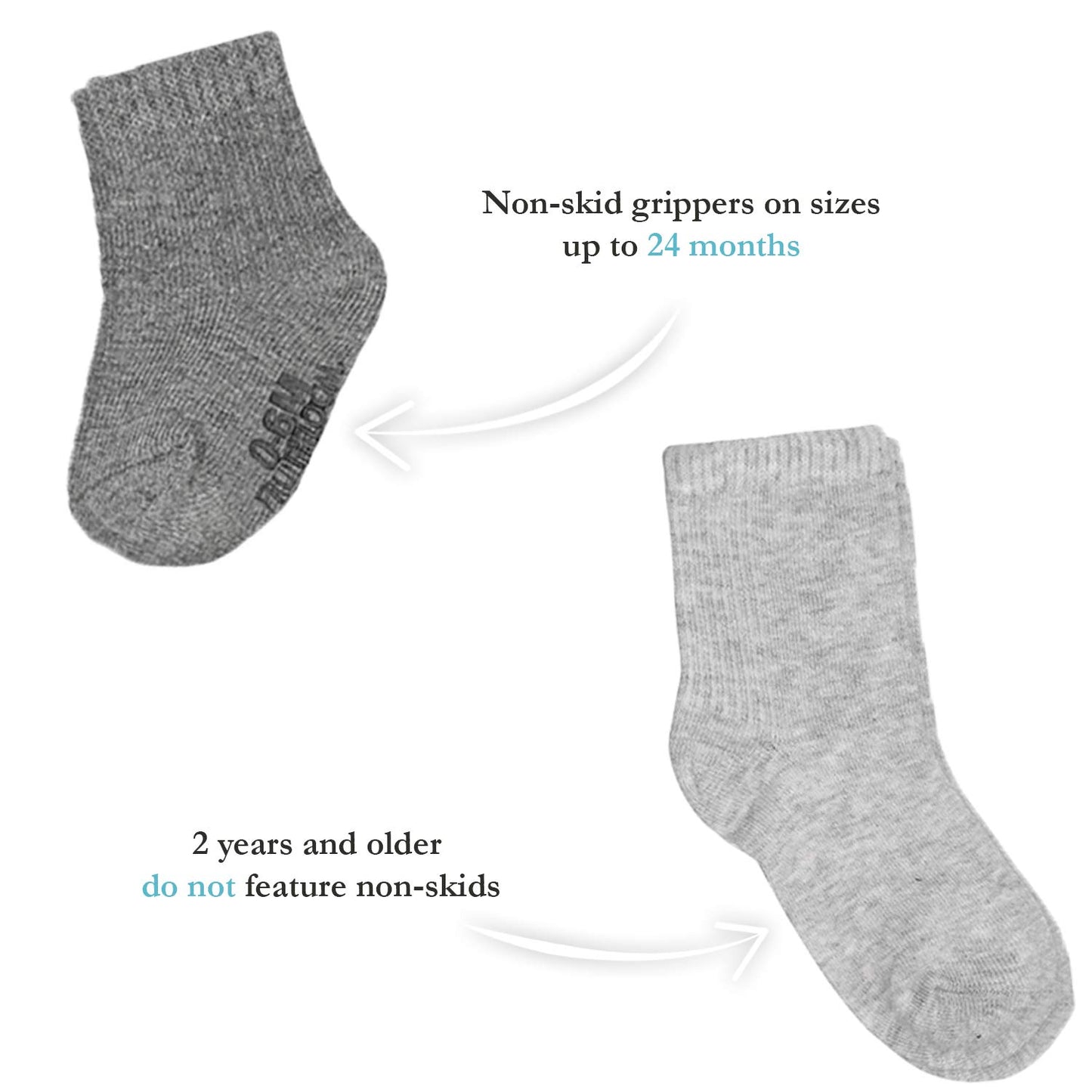 Fruit Of The Loom Baby 14-Pack Grow & Fit Flex Zones Cotton Stretch Socks - Unisex, Girls, Boys (2-4 Years, Grey)