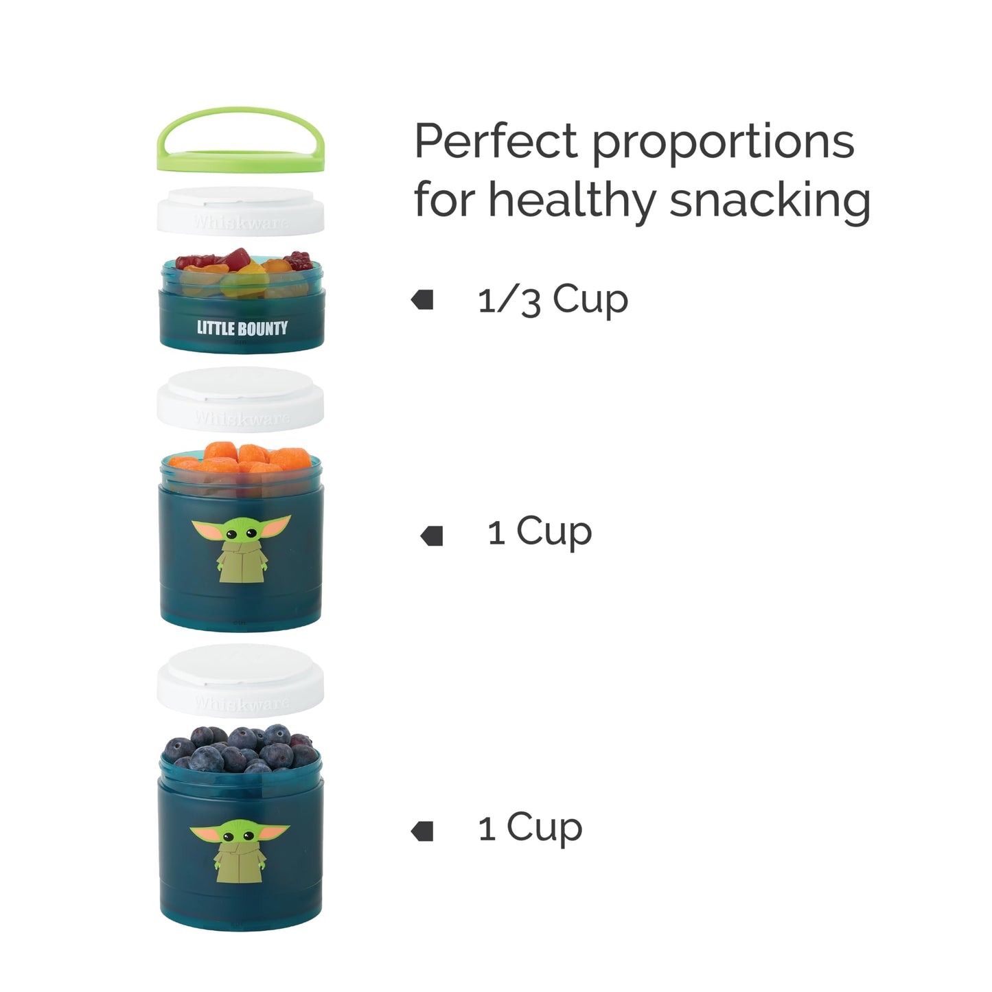 Whiskware Stackable Snack Containers For Kids And Toddlers, 3 Stackable Snack Cups For School And Travel, The Child Little Bount