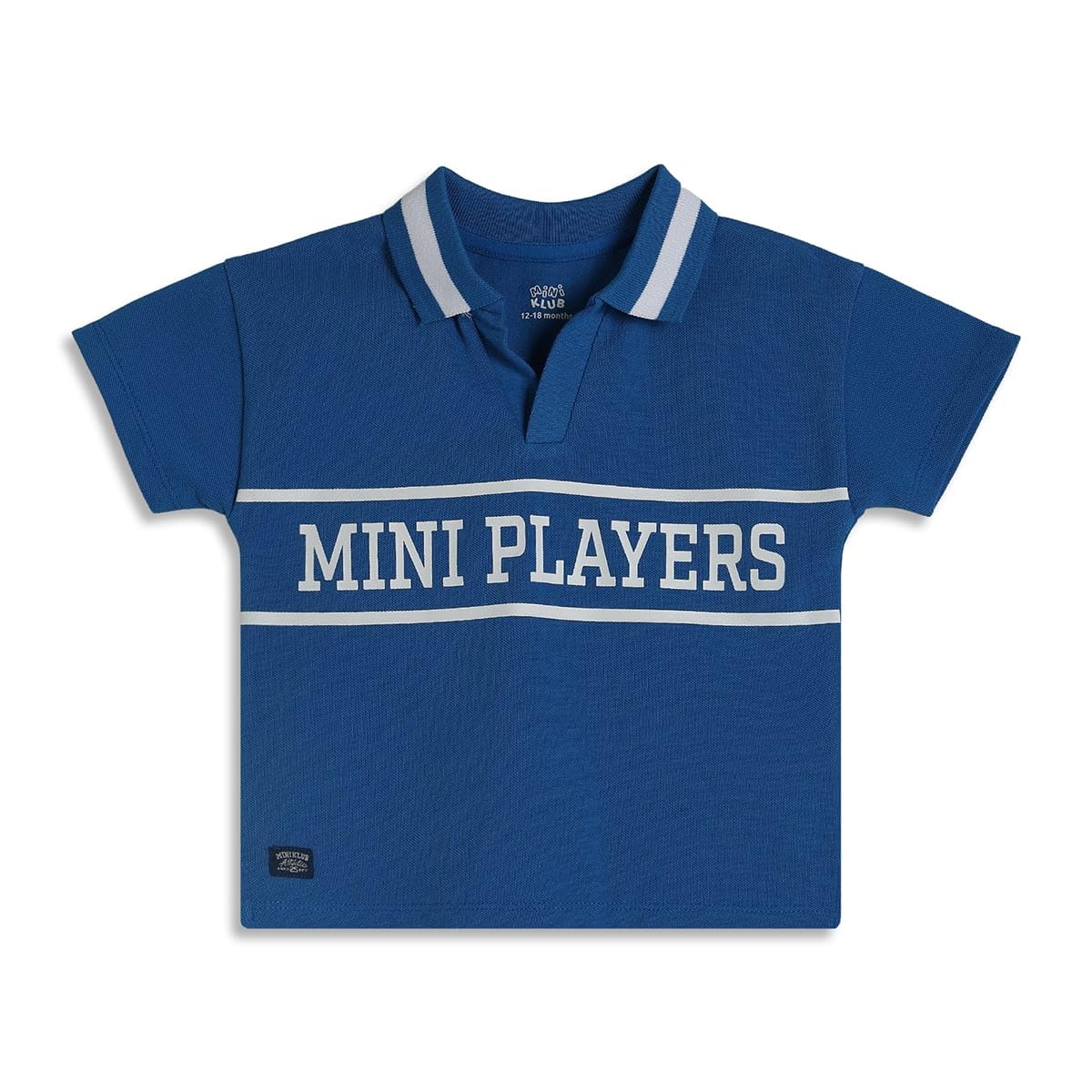Miniklub Baby Half Sleeve Collar Knit Cotton Blue Polo, Pack Of 1(36M)