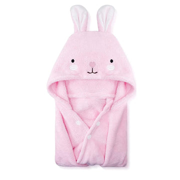 Romasa Toddler Hooded Bath Towel Ultra Soft Towel Highly Absorbent Bathrobe Blanket For Boys Girls- 27.5' X 55'(Pink Rabbit-Sh