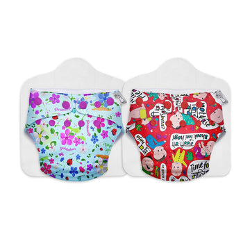 Superbottoms Combo Pack Of 4 (2 Shell + 2 Insert) Freesize Uno  Reusable Waterproof Adjustable Cloth Diaper For Babies From 51