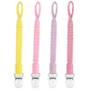 4 Pcs Pacifier Clip, Pacifier Clips For Boys & Baby Girls Pacifier Holder Clip Binky Clips Braided 100% Handmade Fits All Pacifi