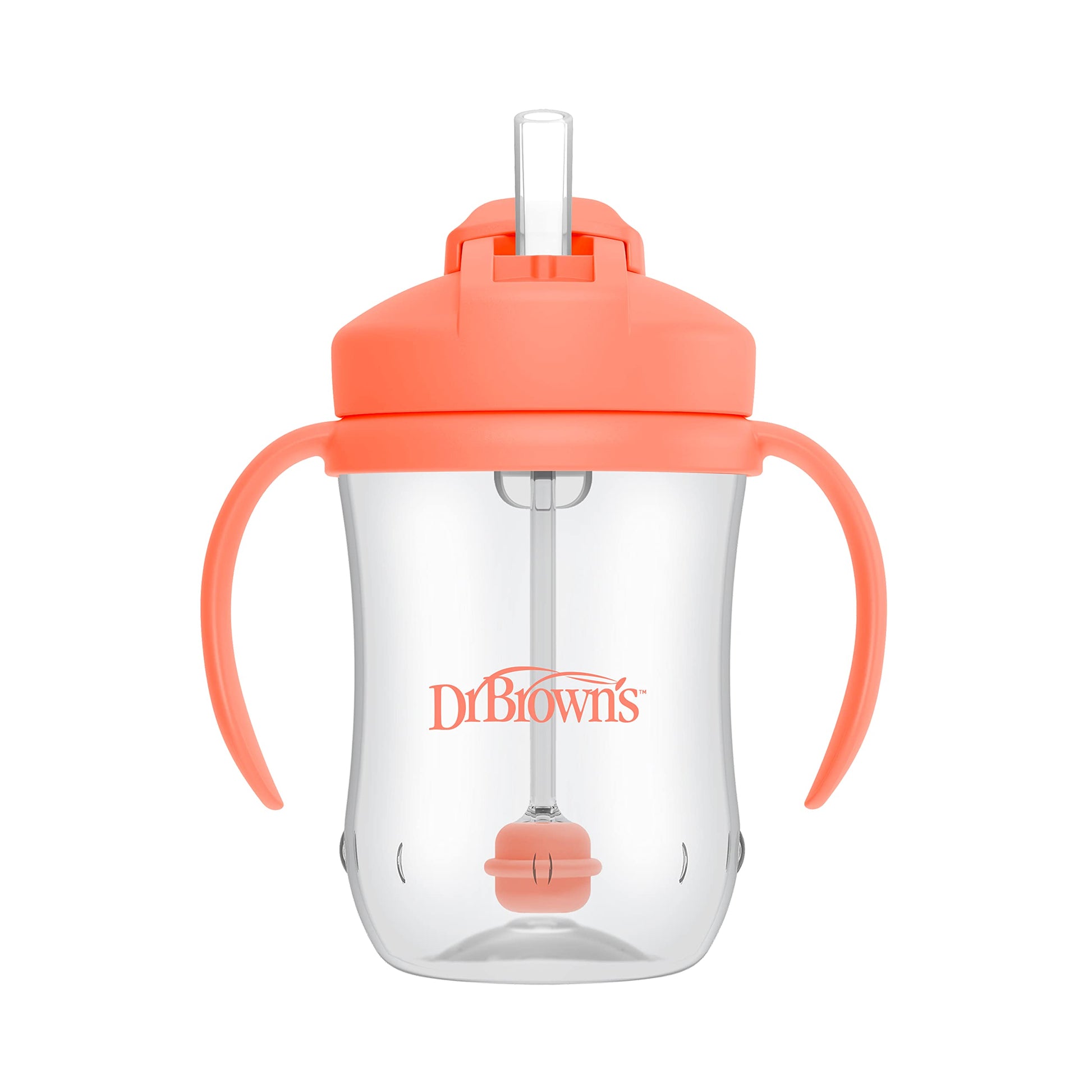 Dr. Browns Milestones Babys First Straw Cup, Training Cup with Weighted Straw, 9oz/270mL, Coral, BPA Free, 6m+