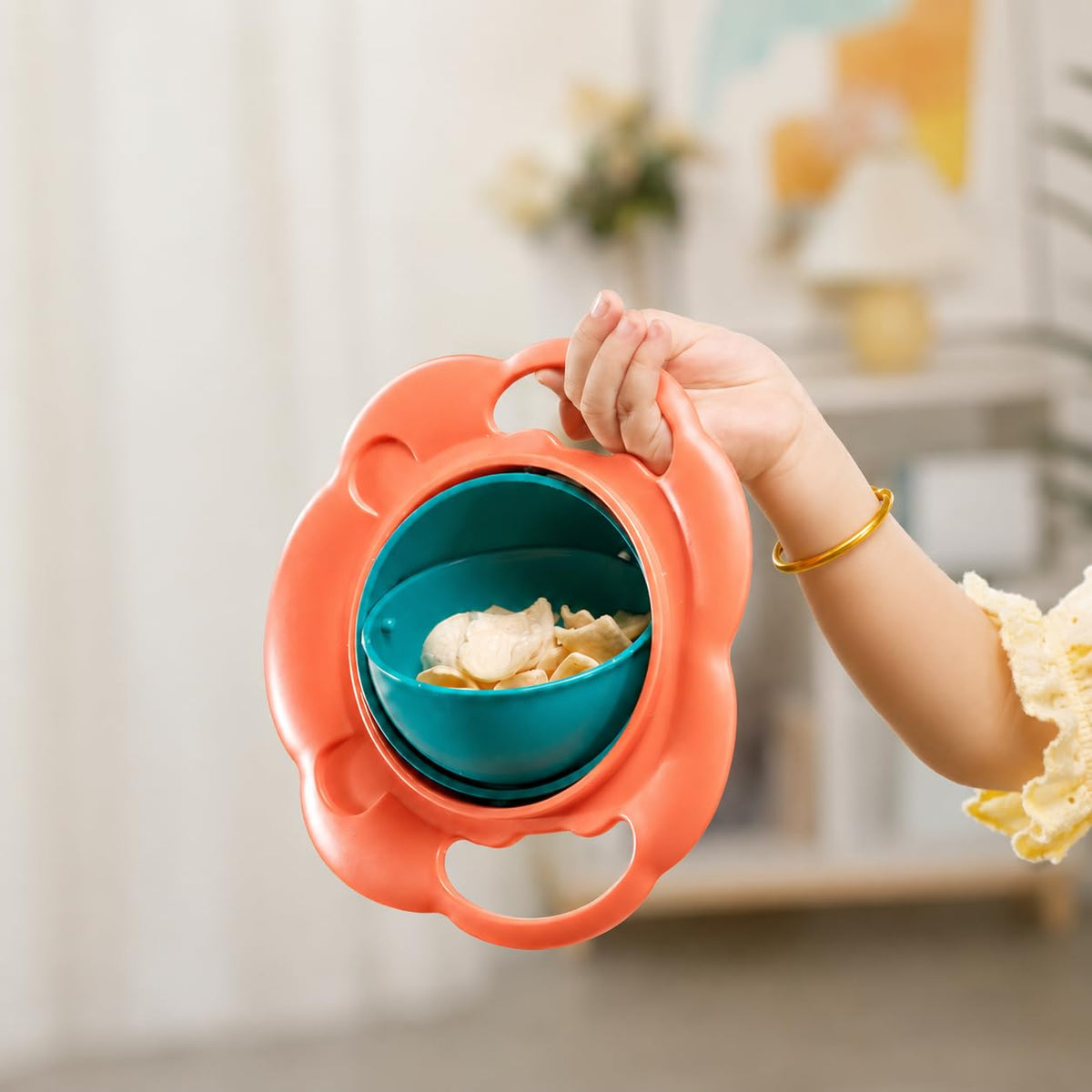 TINSY Baby Anti Spill Bowl | 360 Degree Rotating Gyro Feeding Bowl | Spill Resistant Snack and Meal Bowl for Babies Toddlers and