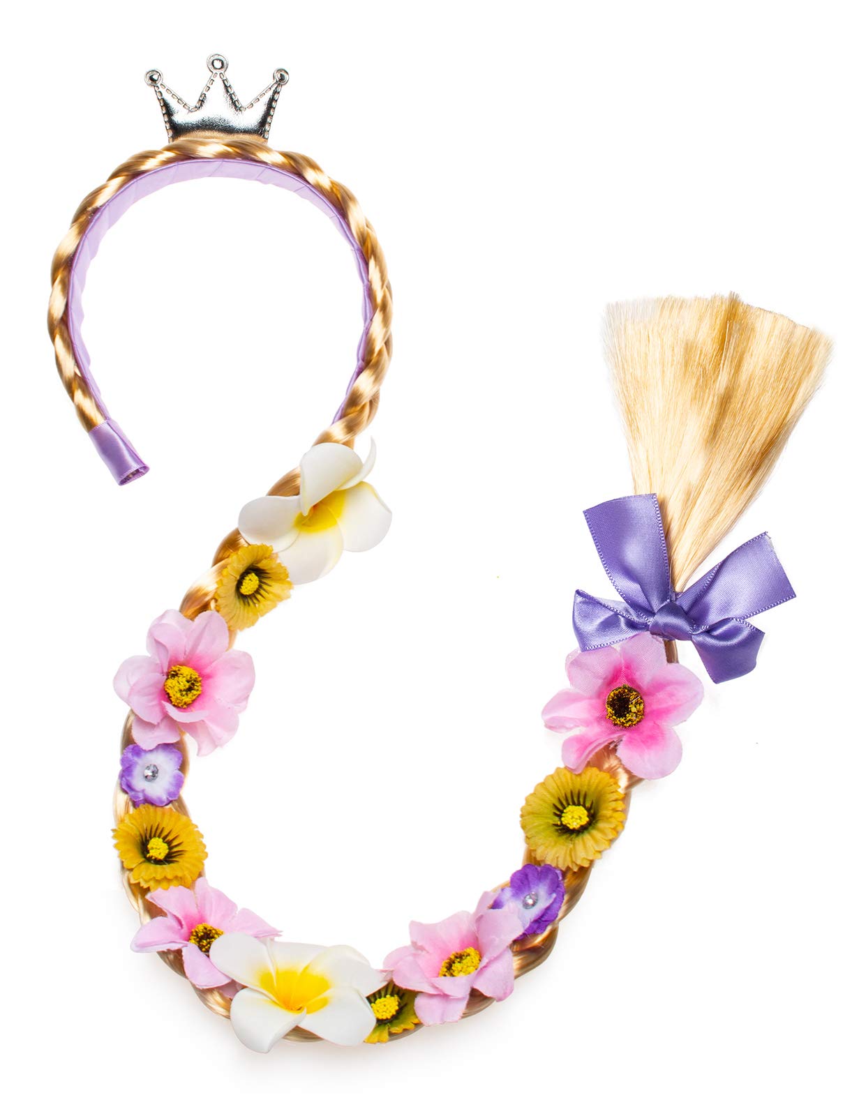 Party Chili Long Hair Princess Hairpiece Long Cosplay Braided Wigs For Girls Princess Dress Up Accessories (Rapunzel Flowers Hea