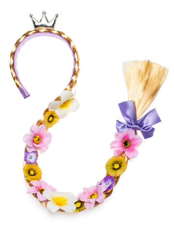 Party Chili Long Hair Princess Hairpiece Long Cosplay Braided Wigs For Girls Princess Dress Up Accessories (Rapunzel Flowers Hea