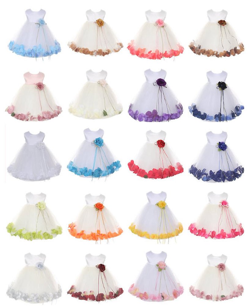 Igirldress Baby Girls Satin Bodice Flower Pageant Petal Dress Infant 12Mos White/Yellow