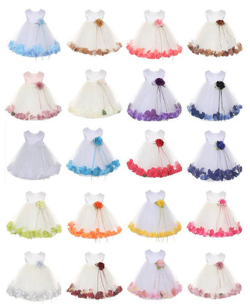 Igirldress Baby Girls Satin Bodice Flower Pageant Petal Dress Infant 12Mos White/Yellow