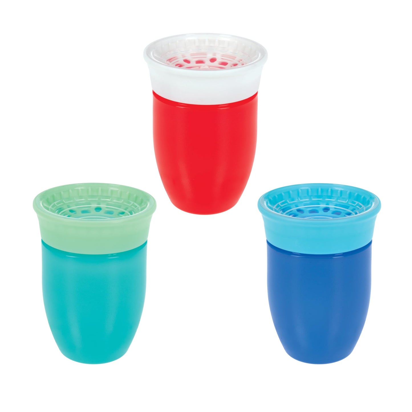 Nuby Wonder Cup - Spill-Proof Toddler Sippy Cups - (3 Pack) 7 oz - Sip from All Sides - Leak Resistant - Spoutless Transition Cu