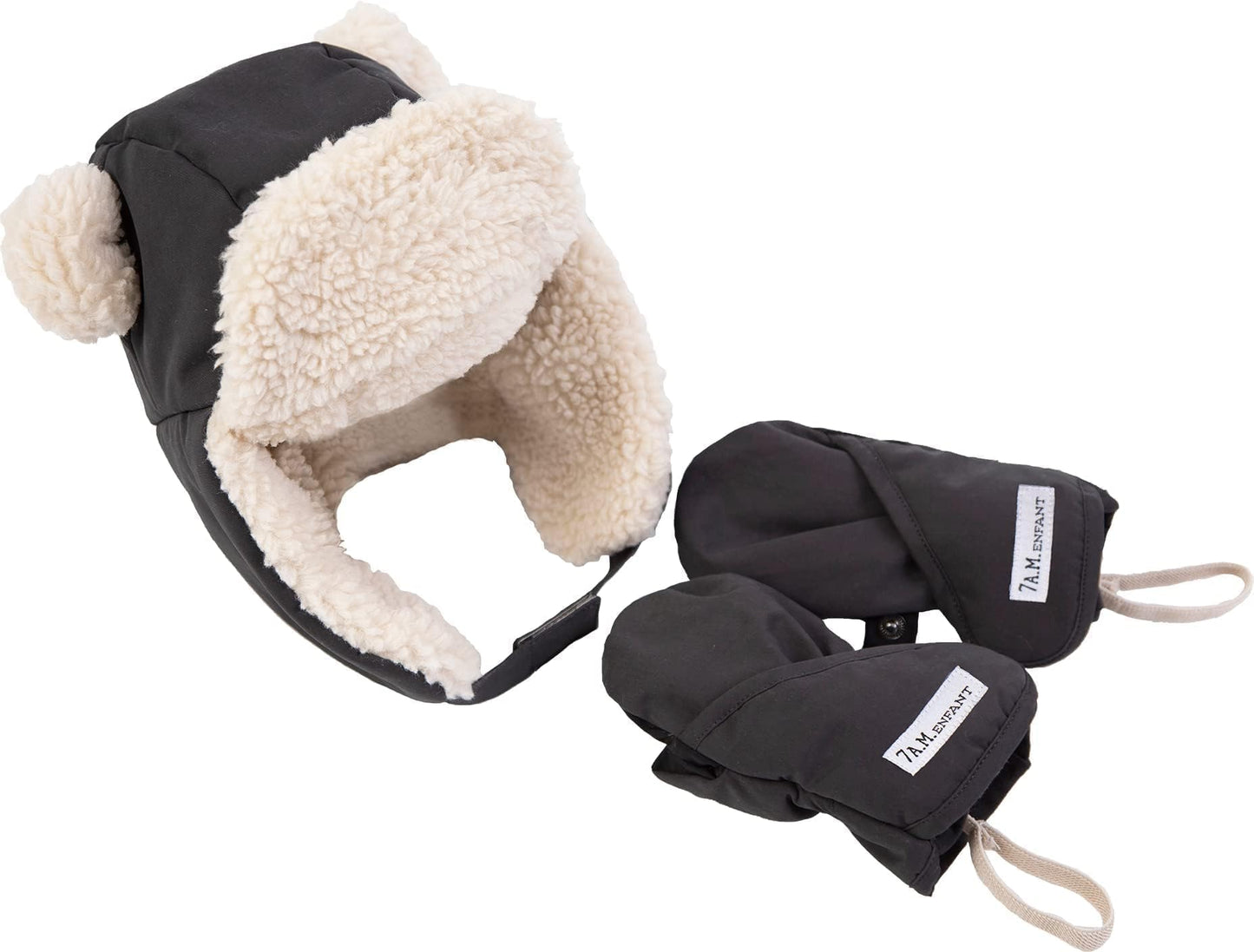 7Am Baby Hat & Mittens Set - Unisex Vegan Sherpa Lined Hat & Mittens For Newborn, Waterproof, Soft & Warm Baby Winter Hat & Glov
