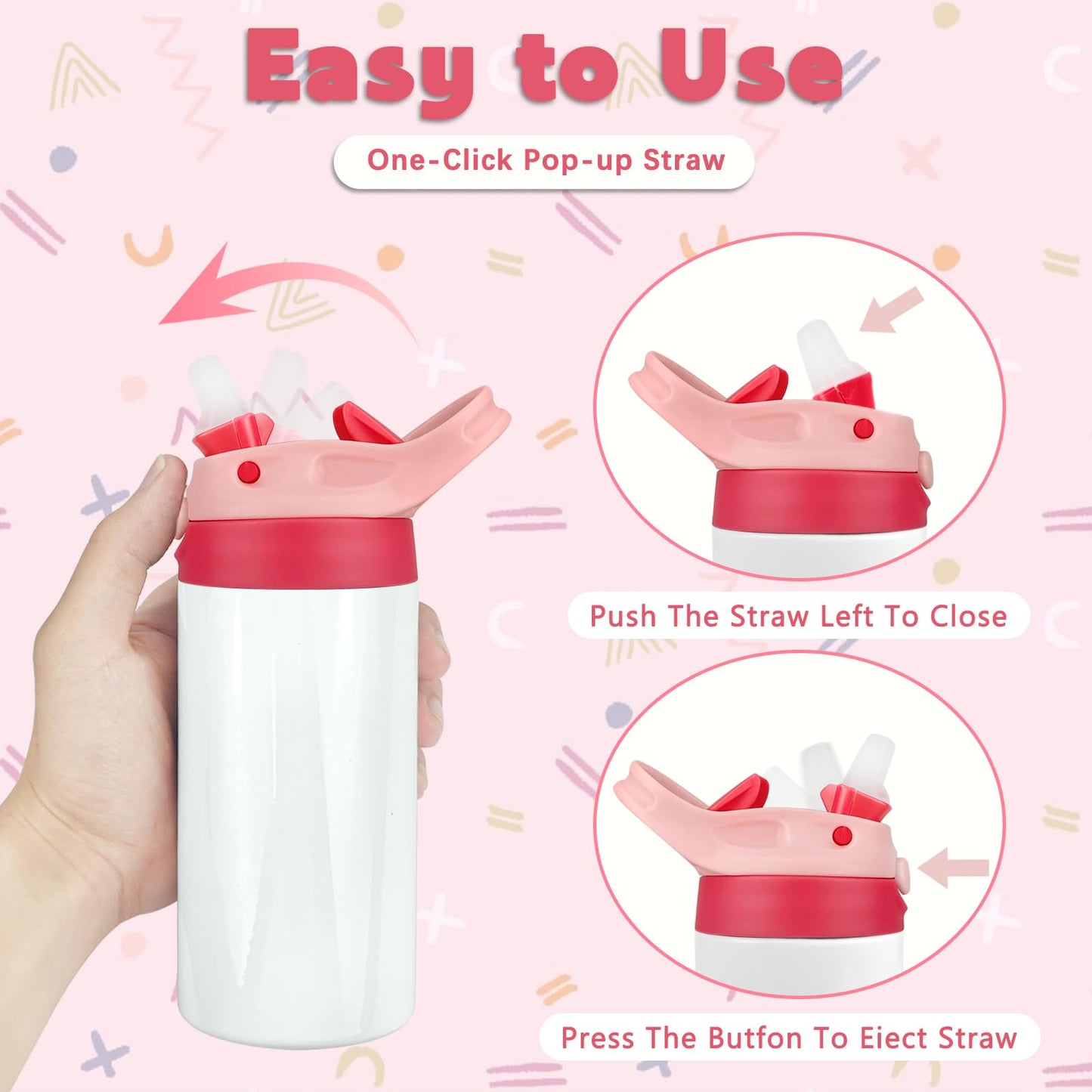Amgkonp 12Oz Replacement Lid With 2 Straw For Kid Tumbler,2 Pack Leak-Proof And Spill-Proof Straw Lids For Zonegrace Mocaru,Bpa