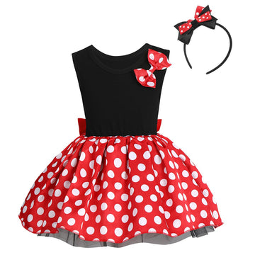 Ibtom Castle Toddler Little Baby Girl Polka Dots Princess Mini Costume First Birthday Outfits Fancy Dresses Up Pageant Party Cos