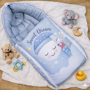 CLOTHINA Baby Sleeping Bag 3 in 1, Cotton Outer with Polyester Fill, 70x50 cm, Zipper Closure, Fruit Print, for Newborns 012 Mo