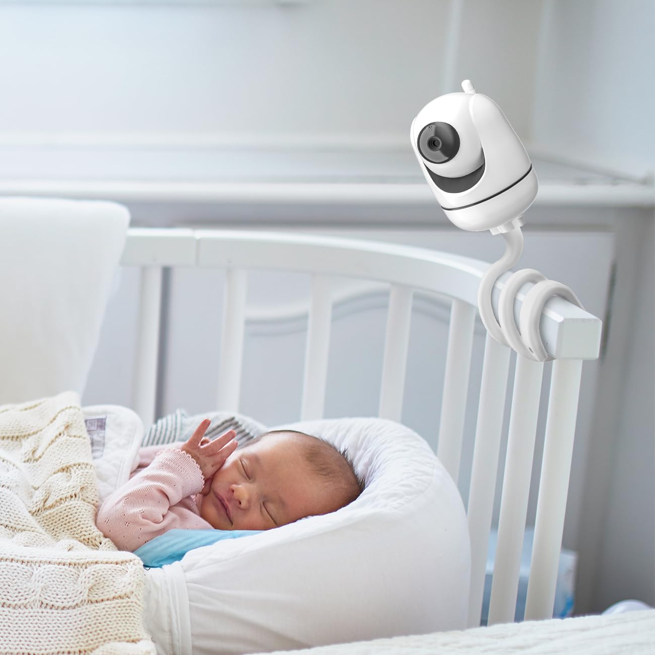Okemeeo 17.5 Inch Crib Mount For Hellobaby Monitor Hb66/Hb65/Hb248/Anmeate Sm935E, Adjustable Baby Camera Mount No Drill For Pol