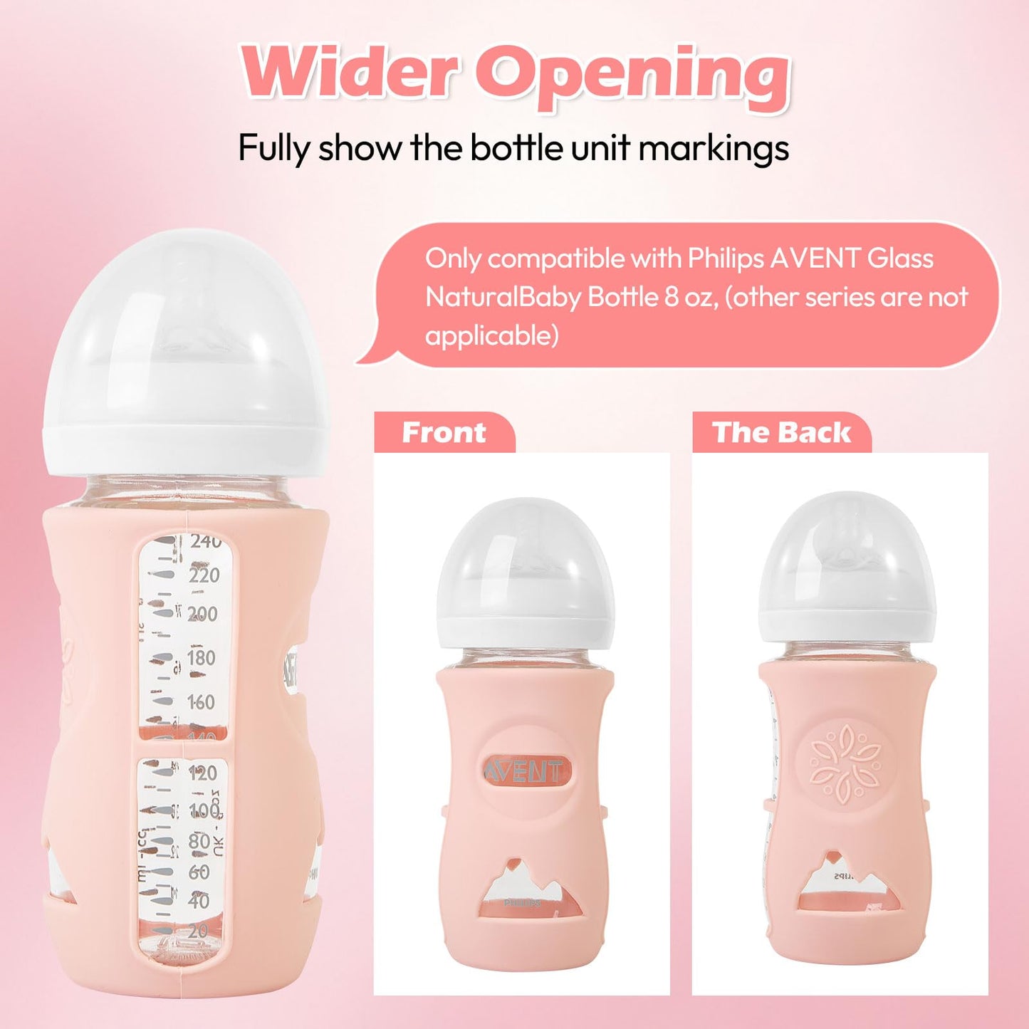 Minmunjiu 3 Pack Silicone Sleeves For Philips Avent Natural Glass Baby Bottles, Anti Breakage Baby Bottle Holder For Baby Girls,
