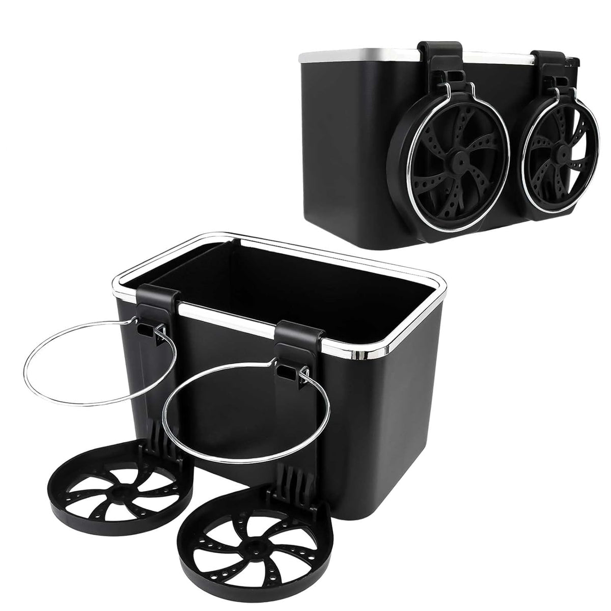 MSA Car Armrest Storage Box with Foldable Cup Holders, Universal Car Console Organizer with Tissue Storage, Mobile Phone Holder 