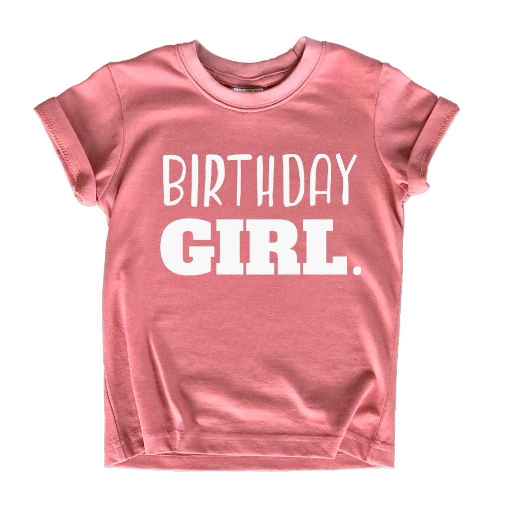 Birthday Girl Shirt Girls Birthday Tee Outfit Toddler Baby 1St 2Nd 3Rd 4Th 5Th 6Th 7Th (White On Mauve, 2 Years)