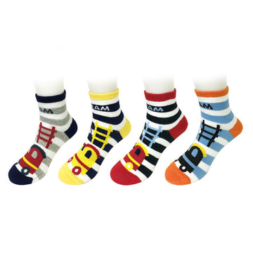 Wrapables Full Steam Ahead Train Socks (Set Of 4)