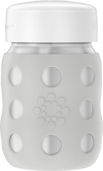 Lifefactory 8-Ounce Stainless-Steel Vacuum-Insulated Wide-Neck Baby Bottle With Stage 2 Nipple, Stone Gray (Ls2211Wcg4)