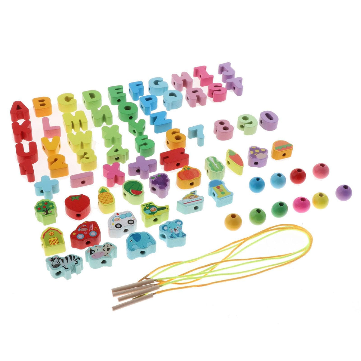SECRET DESIRE Wooden Lacing Bead Toy Early Educational Motor Skills for Children Toddler 71 Beads|Developmental Baby Toys