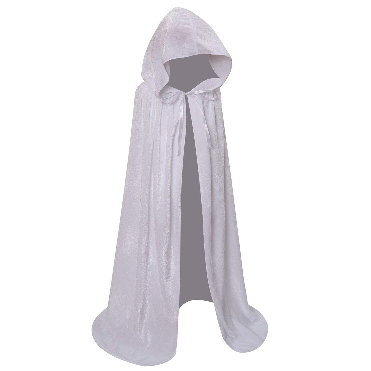 Makroyl Kids Velvet Cloak Cape With Hooded For Halloween Christmas Cosplay Costumes (Small, White)