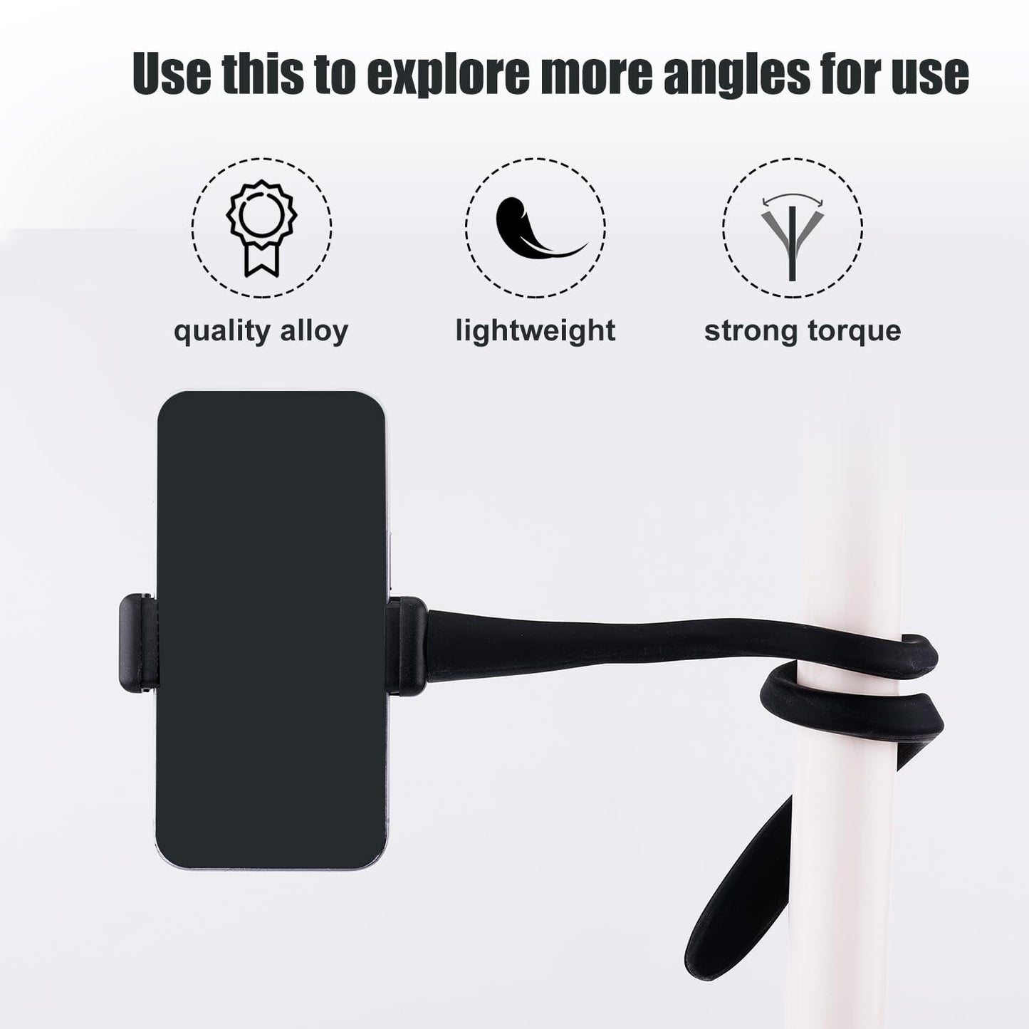 Stroller Bike Phone Holder, Flexible Cell Phone Bicycle Pram Mount With Non-Skidding Arm Grip Soft Alloy Phone Clamp For Baby Bu