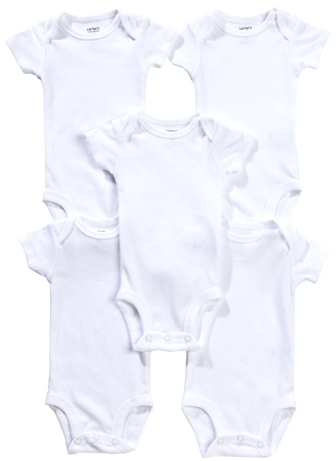 Carters Basic White 5 Pack Bodysuits (3 MONTH)