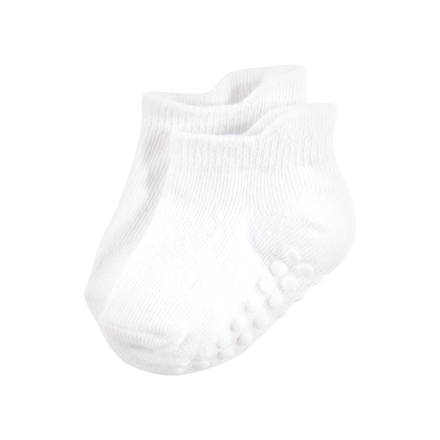 Hudson Baby Unisex Baby Non-Skid No-Show Socks, White, 2-4 Toddler Us