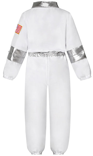 Koatobbor Kids Nasa Astronaut Costumes America Spacesuit For Boys Girls Space Jumpsuit Halloween Dress Up White 3-4T