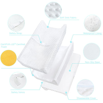 Yening Baby Diaper Changing Pad For Dresser Top With Cover Waterproof Lining Foam Contoured Changing Table Pads Topper White