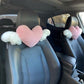 JOSON Heart-Shaped Angel Wings Car Headrest Set, 2-Piece, Soft Cushion, for Travel and Home Decor