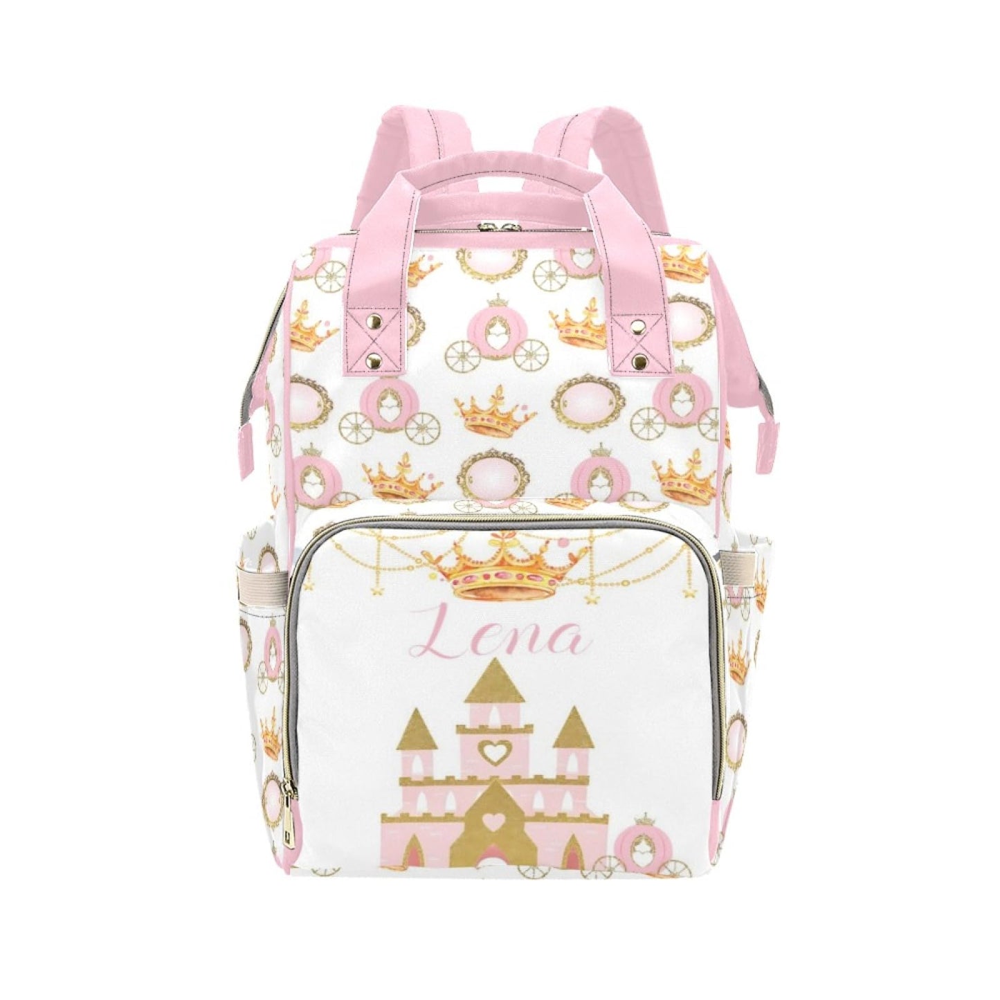 Noverbibi Custom Diaper Bag Backpack with Name Personalized Princess Crown Nappy Bag for Mommy Mother's Day Gift Customized Adju
