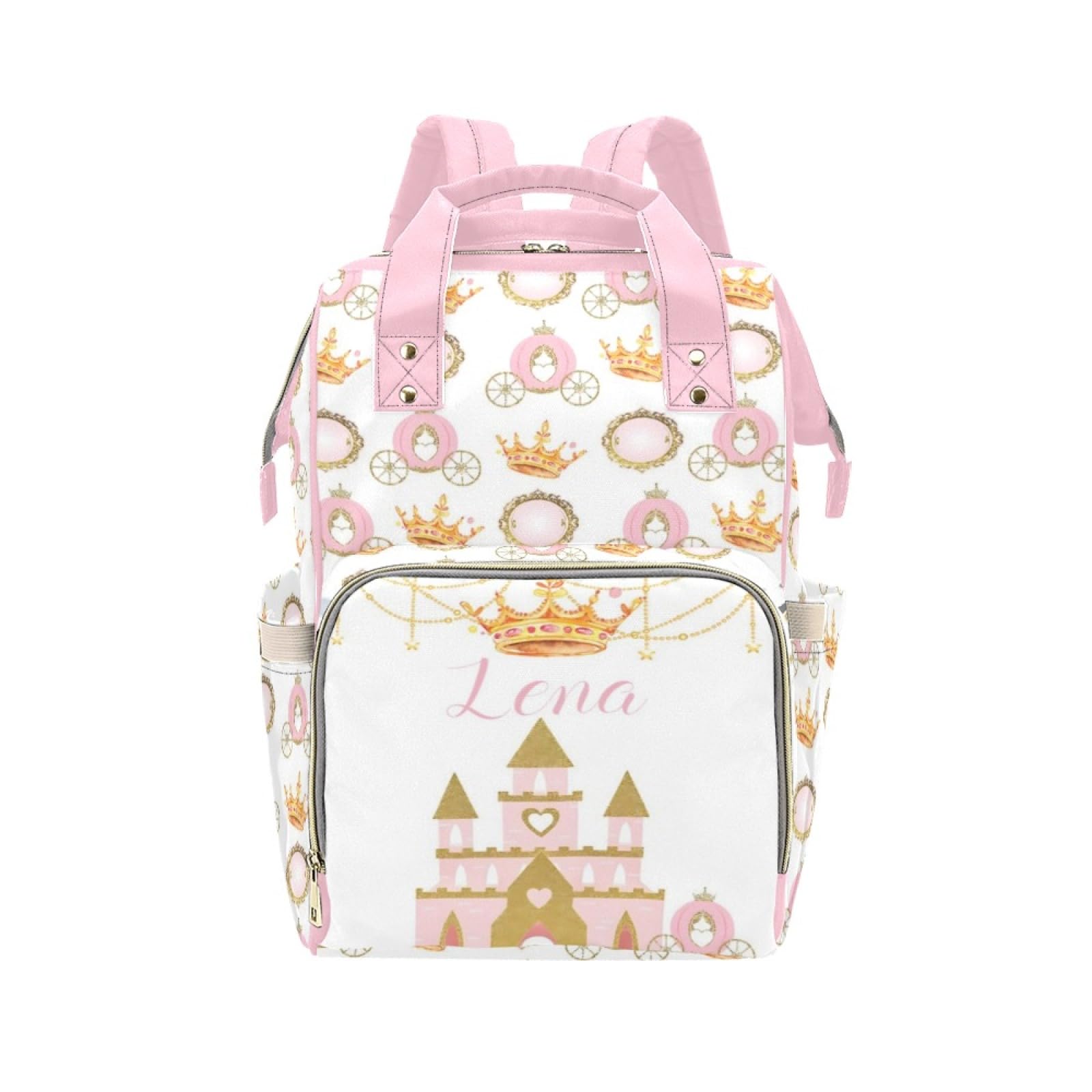 Noverbibi Custom Diaper Bag Backpack with Name Personalized Princess Crown Nappy Bag for Mommy Mother's Day Gift Customized Adju
